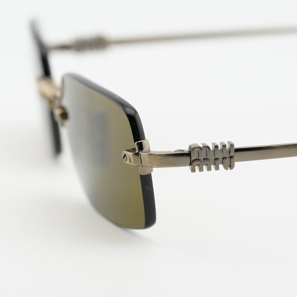 Miu Miu MUB50S 26C09Z Sunglasses Gold Rectangle Frame, Brown Lenses main image 5